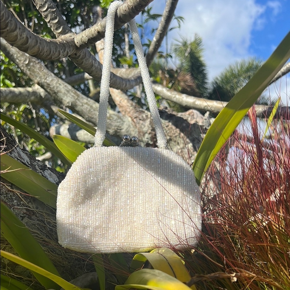 La Regale Ivory Beaded Clutch
